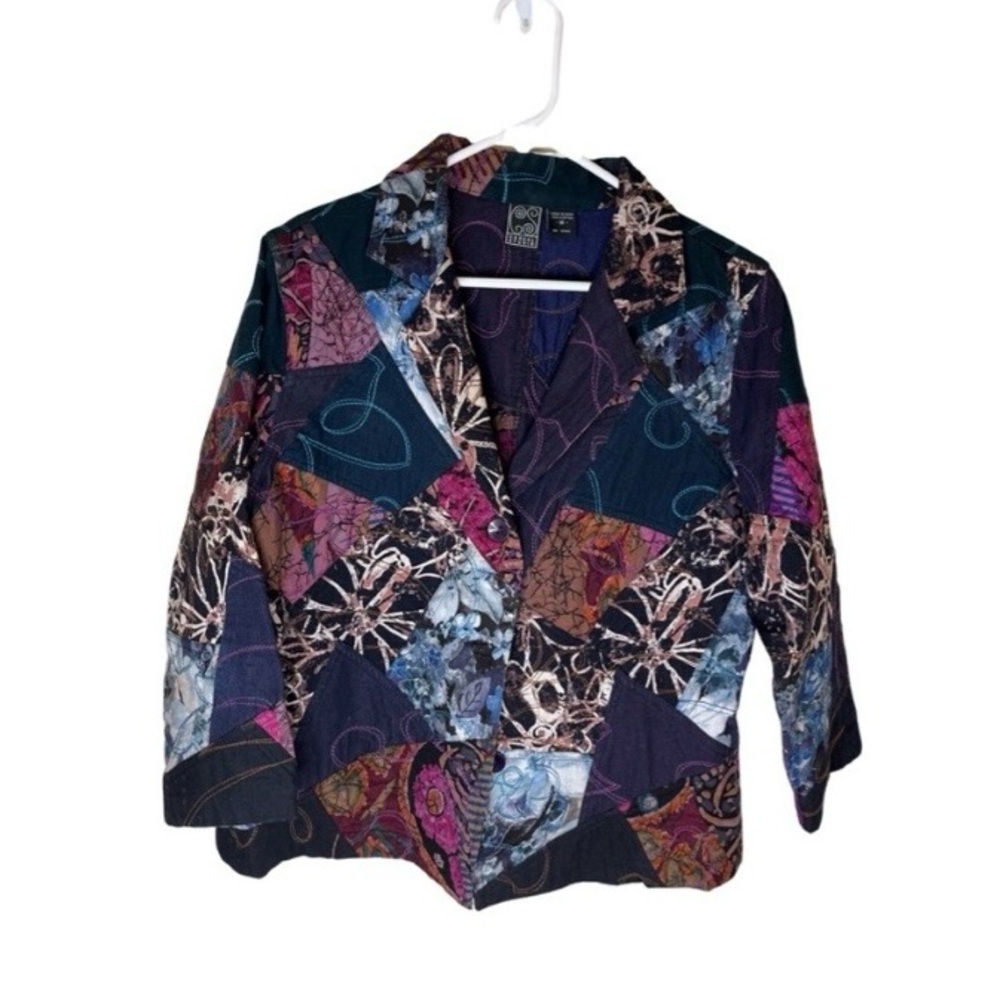 NWOT Casual Studio Patchwork Blazer Jacket multicolored Boho 90's Large
